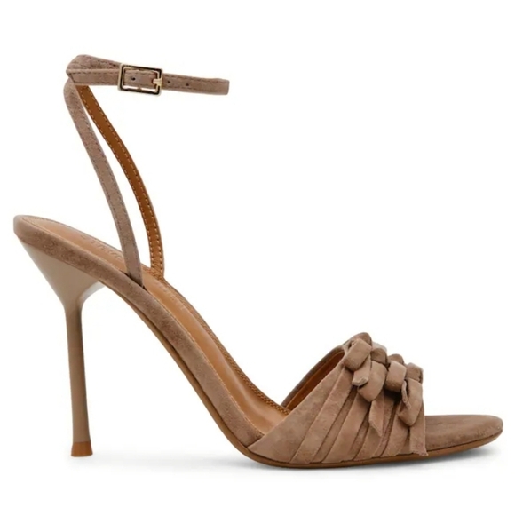 🔹️Steve Madden🔹️ Taupe Suede Porsha Strappy High Heel Sandals - Picture 3 of 7
